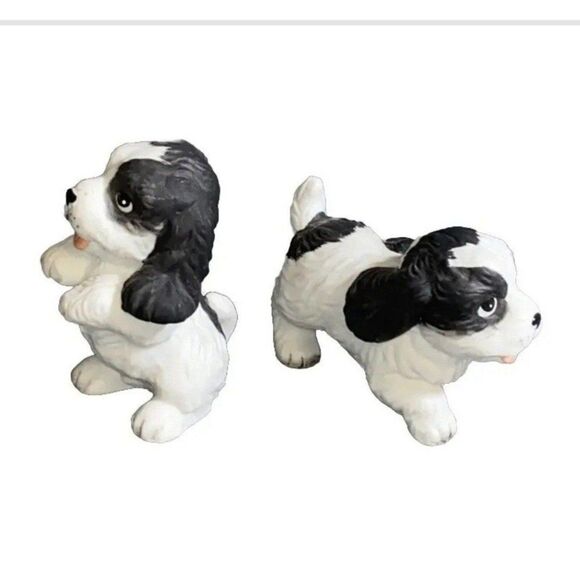 Homco Set of 2 Black White DOG Figurines # 1427 Spaniels - Picture 7 of 9